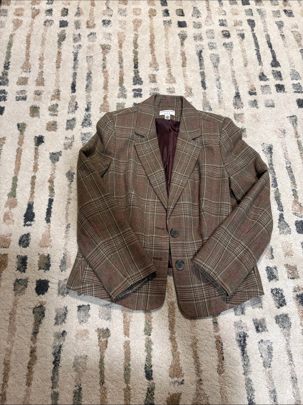 Ladies Covington Blazer (brown with subtle pink piping)